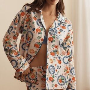 Anthropologie Fruit and Floral Pajama shirt